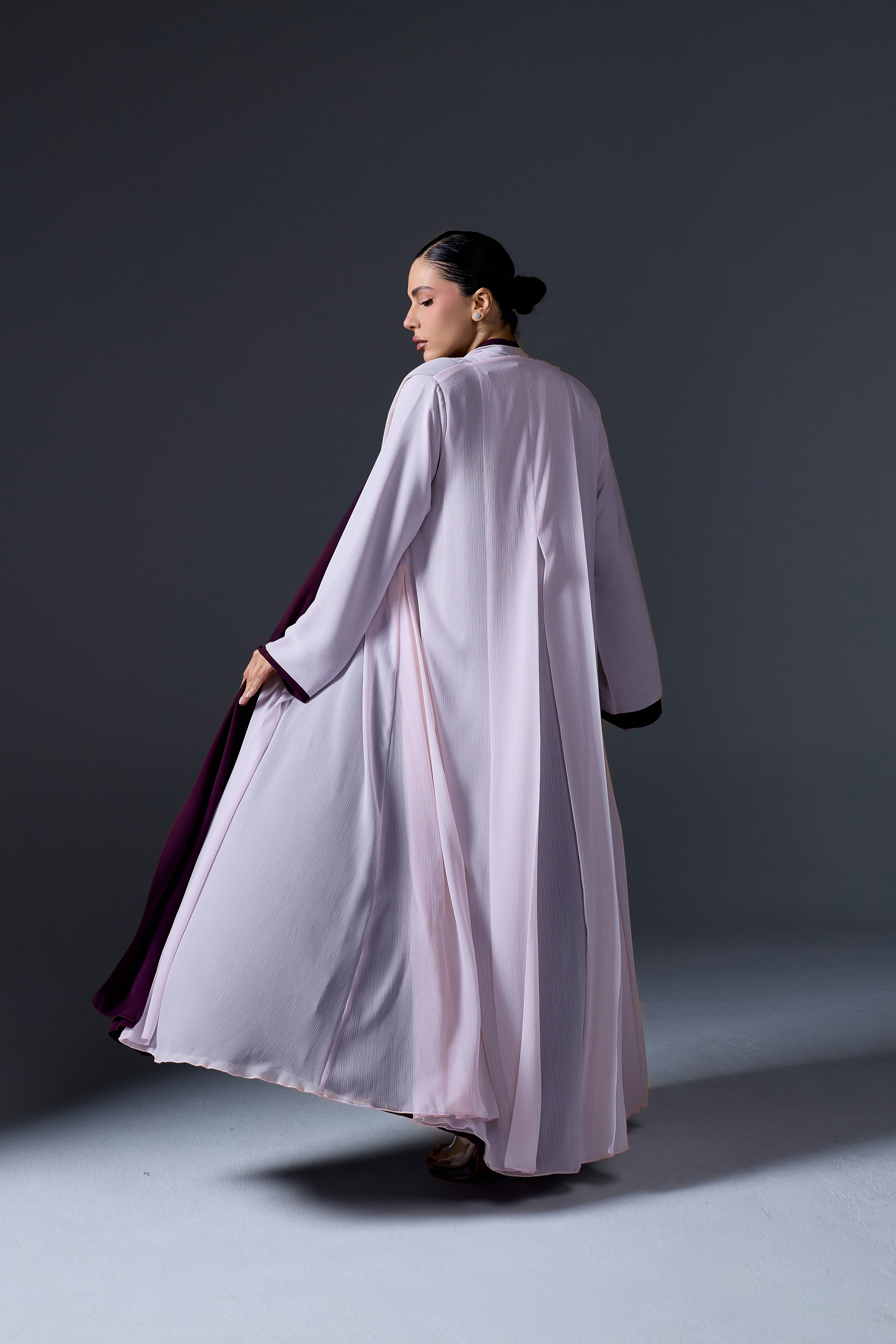 DAILY FLARE ABAYA | PINK WITH PURPLE