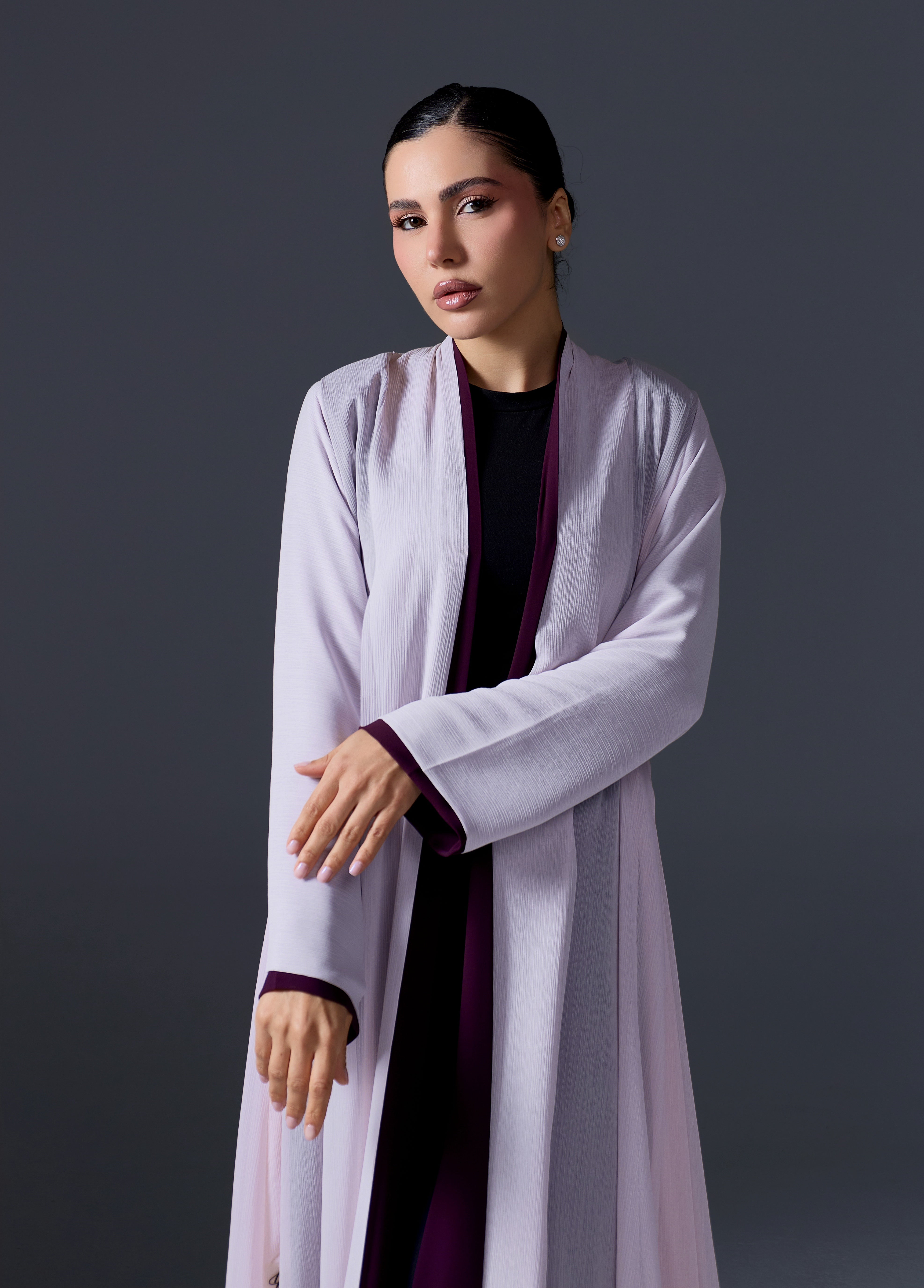 DAILY FLARE ABAYA | PINK WITH PURPLE